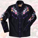 画像: スカリー ローズ 刺繍 ラインストーン ウエスタン シャツ（長袖/ブラック）/Scully Long Sleeve Western Shirt(Women's)