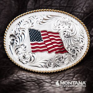 画像: モンタナシルバースミス ベルト バックル U.Sフラッグ/Montana Silversmiths Belt Buckle