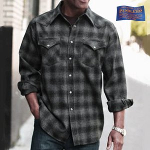 画像: ペンドルトン ウエスタンシャツ（ブラック チャコール）大きいサイズ XL（身幅約67cm）/Pendleton Western Shirt(Black Charcoal Shadow Plaid)