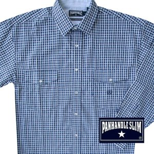 画像: パンハンドルスリム ウエスタンシャツ・ブルーチェック（長袖）大きいサイズもあり/Panhandle Slim Long Sleeve Western Shirt(Blue Plaid)