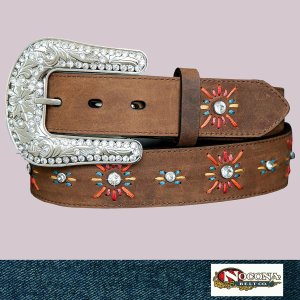 画像: ノコナ サウスウエスト刺繍&ラインストーン ウエスタン ベルト（ブラウン）/Nocona Western Belt(Brown)