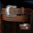 画像1: ウエスタン スター レザーベルト（ブラウン）/Western Leather Belt(Brown)