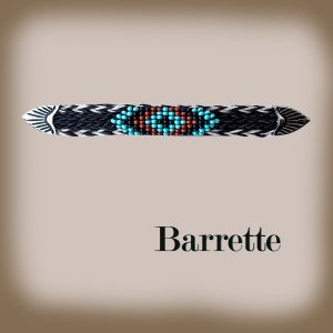 画像: ホースヘアー&ビーズ バレッタ（ブラック・ターコイズ）/Barrette