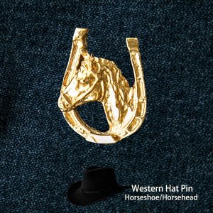 画像: ウエスタン ハット ピン（ホースシュー&ホース ゴールド）/Hat Pin