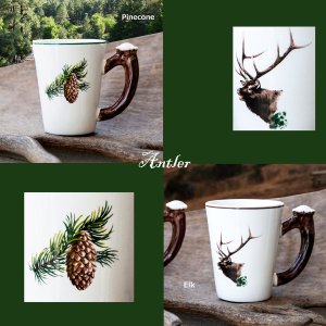 画像: 鹿の角 エルク&パインコーン マグカップ（2個セット）/Elk&Pinecone Mug Cup(Set of Two)