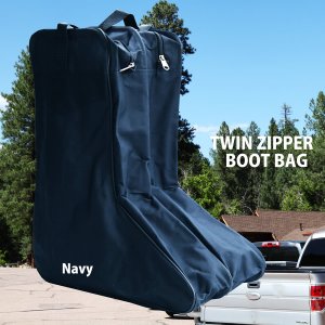 画像: ウエスタンブーツ ブーツバッグ 持ち運び・キャリーバッグ ブーツ保管用バッグ ツインジッパー・ハンドストラップつき（ネイビー）/Hand Strap Twin Zipper Boot Bag(Navy)