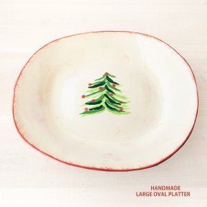 画像: ハンドメイド ツリー パーティー プレート（大皿）/Hand Made Tree Large Oval Platter