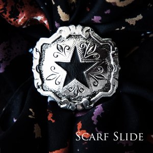 画像: スカーフ スライド スカーフ留め 大判スカーフ ワイルドラグ用（ブラックスター・シルバー）/Scarf Slide