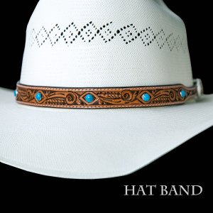 画像: レザー ハット バンド（クラフトナチュラル・ターコイズ）/Leather Hat Band(Natural/Turquoise)