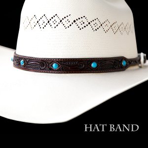 画像: レザー ハット バンド（クラフトブラウン・ターコイズ）/Leather Hat Band(Brown/Turquoise)