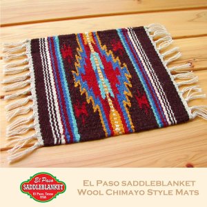 画像: エルパソサドルブランケット サウスウエスト チマヨデザイン ラグマット（約27cmx26cm）/El Paso Saddleblanket Wool Chimayo Style Mats