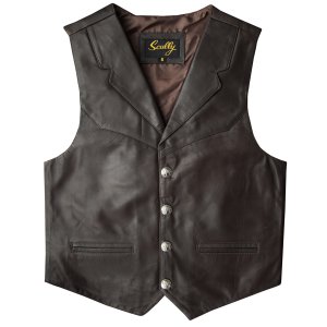 画像: スカリー バッファロースナップ レザー ベスト（ブラウン）/Scully Lamb Leather Vest(Brown)