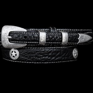 画像: バッファローレザー 4ピース スター レンジャーベルト（ブラック）/American Bison Leather Belt(Black)