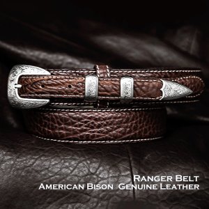 画像: バッファローレザー 4ピース レンジャーベルト（ブラウン）/American Bison Leather Belt(Brown)