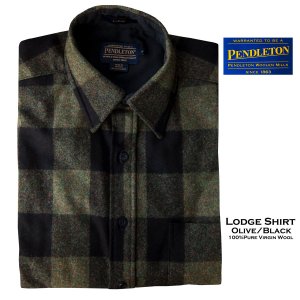 画像: ペンドルトン ウールシャツ ロッジシャツ オリーブ・ブラック バッファローチェック S/Pendleton Lodge Shirt(Olive/Black)