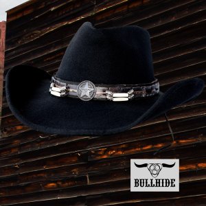 画像: ブルハイド スターコンチョ ボーンビーズ ウール カウボーイ ハット スキナード（ブラック）あご紐付き/Bullhide Wool Cowboy Hat Skynard (Black)