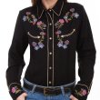 画像1: スカリー フローラル 刺繍 ウエスタン シャツ（長袖/ブラック）M/Scully Long Sleeve Western Shirt(Women's)