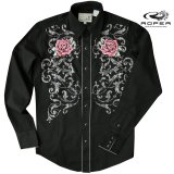 画像: ローパー ウエスタン 刺繍 シャツ（長袖/ブラック・ローズ）/Roper Long Sleeve Embroidered Western Shirt(Black/Rose)