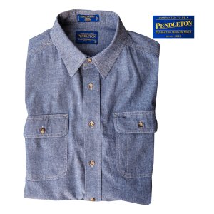 画像: ペンドルトン シャンブレー シャツ ブルー（長袖）大きいサイズ L（身幅約65cm）/Pendleton Long Sleeve Chambray Shirt(Blue)