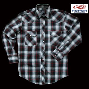 画像: ローパー ウエスタン シャツ（ブラック・ホワイト・レッド/長袖）大きいサイズ L,XL,XXL/Roper Long Sleeve Western Shirt