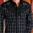 画像1: パンハンドルスリム 刺繍 ウエスタン シャツ（ブラック プラッド フローラル/長袖）/Panhandle Slim Long Sleeve Western Shirt(Black)