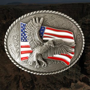 画像: ノコナ ベルト バックル アメリカンイーグル・星条旗（アンティークシルバー）/Nocona Belt Buckle American Eagle American Flag(Antique Slver)