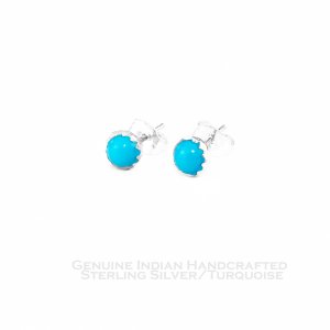 画像: ターコイズ ピアス アメリカ ナバホ インディアン ハンドメイド製/Navajo Sterling Silver Turquoise Earrings