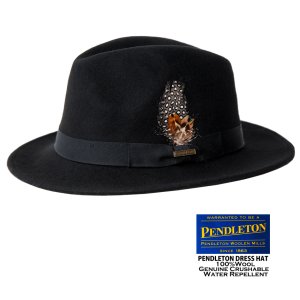 画像: ペンドルトン ドレス ハット（ブラック）大きいサイズもあり/Pendleton Genuine Crushable Wool Felt Dress Hat(Black)