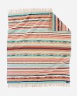 画像5: ペンドルトン チマヨ スロー（コーラル/アクアストライプ）/Pendleton Chimayo Throw(Coral/Aqua Stripe)