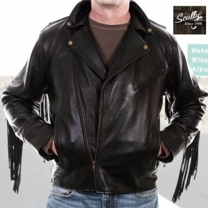 画像: スカリー ラムレザー フリンジ モーターサイクル ジャケット（ブラック）/Scully Soft Touch Lamb Fringe Motorcycle Jacket(Black)