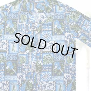 画像: アロハシャツ ハワイアンシャツ ウクレレ・リーフ（ブルー）L/Aloha Shirt Ukulele(Blue)