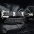 画像1: バッファロー アメリカンバイソン レザー 4ピース レンジャーベルト（ブラック）/American Bison Leather Belt(Black)