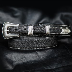 画像: バッファロー アメリカンバイソン レザー 4ピース レンジャーベルト（ブラック）/American Bison Leather Belt(Black)