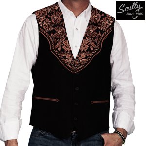 画像: スカリー ウエスタンヨーク フローラル刺繍 ベスト（ブラック）42/Scully Floral Embroidery Vest (Black)