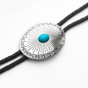 画像: ウエスタン ボロタイ シルバーオーバル・ターコイズ/Western Bolo Tie