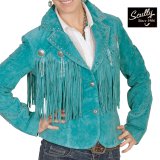 画像: スカリー ビーズ&コンチョ スタッズ フリンジ レザー ジャケット（ターコイズ）S/Scully Beaded Fringe Leather Jacket Turquoise(Women's)