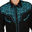 画像2: スカリー ウエスタン 刺繍 シャツ（長袖/ブラック・スクロールターコイズ）S/Scully Long Sleeve Embroidered Western Shirt(Men's)