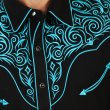 画像3: スカリー ウエスタン 刺繍 シャツ（長袖/ブラック・スクロールターコイズ）S/Scully Long Sleeve Embroidered Western Shirt(Men's)