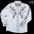 画像1: スカリー ウエスタン 刺繍 シャツ（長袖/ホワイト・ブラック）/Scully Long Sleeve Embroidered Western Shirt