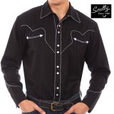 画像: スカリー ウエスタン シャツ（長袖/ブラック・ホワイトキャンディケインパイピング）/Scully Long Sleeve Western Shirt(Men's)