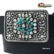 画像1: ノコナ ラインストーン&ターコイズ ベルト バックル(シルバー)/Nocona Belt Buckle