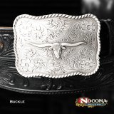 画像: ノコナ ウエスタン ベルト バックル ロングホーン ロープエッジ（アンティークシルバー）/Nocona Western Belt Buckle Longhorn Rope Edge Antique Silver 