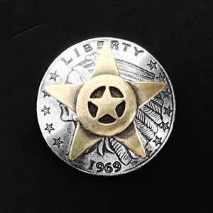 画像: ファニー インディアン チーフ スター コンチョ/Funny 31mm Indian Chief Replica Star Concho