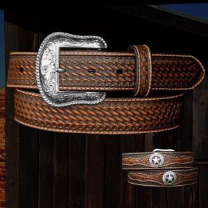 画像: ウエスタン スター レザーベルト(ブラウン)/Western Leather Belt(Brown)