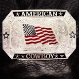 画像: モンタナシルバースミス アメリカン カウボーイ フラッグ ベルト バックル/Montana Silversmiths American Cowboy Flag Belt Buckle