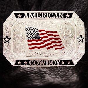 画像: モンタナシルバースミス アメリカン カウボーイ フラッグ ベルト バックル/Montana Silversmiths American Cowboy Flag Belt Buckle