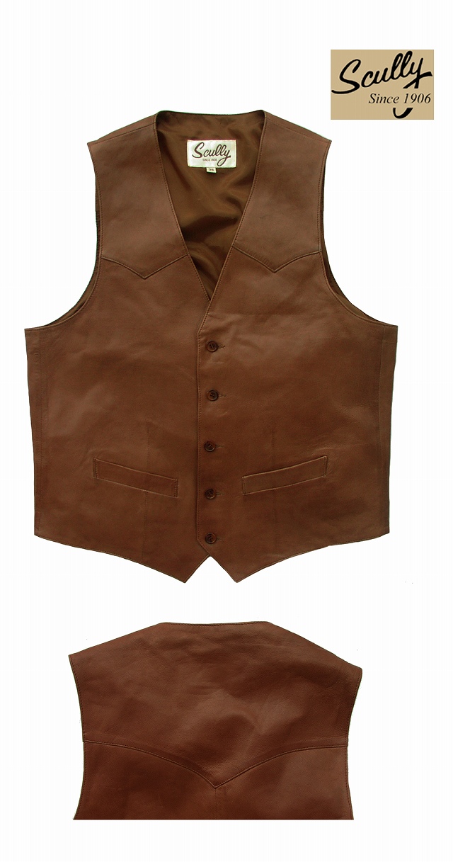 画像: スカリー ウエスタン  レザー ベスト（アンティークブラウン）/Scully Western Lamb Leather Vest(Antique Brown)
