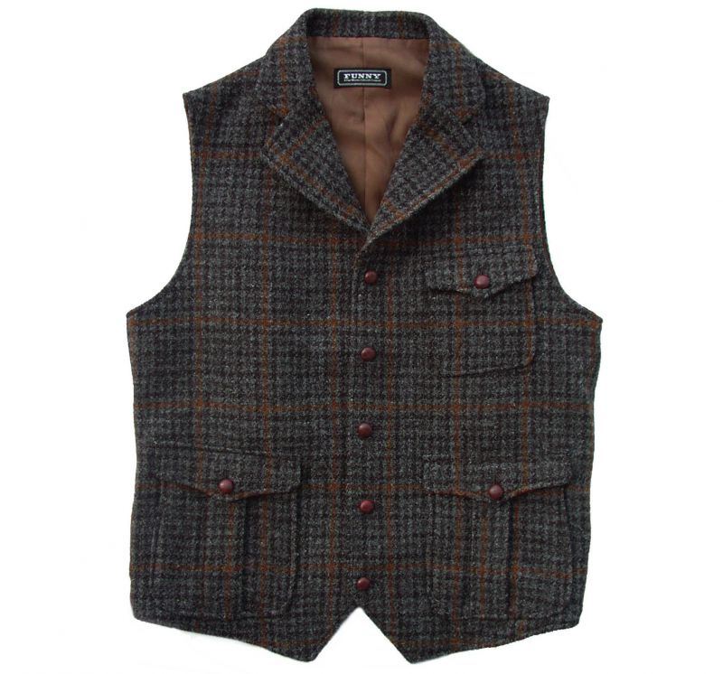 画像1: ファニー ハリスツイード ウール ベスト/Funny Harris Tweed Vest