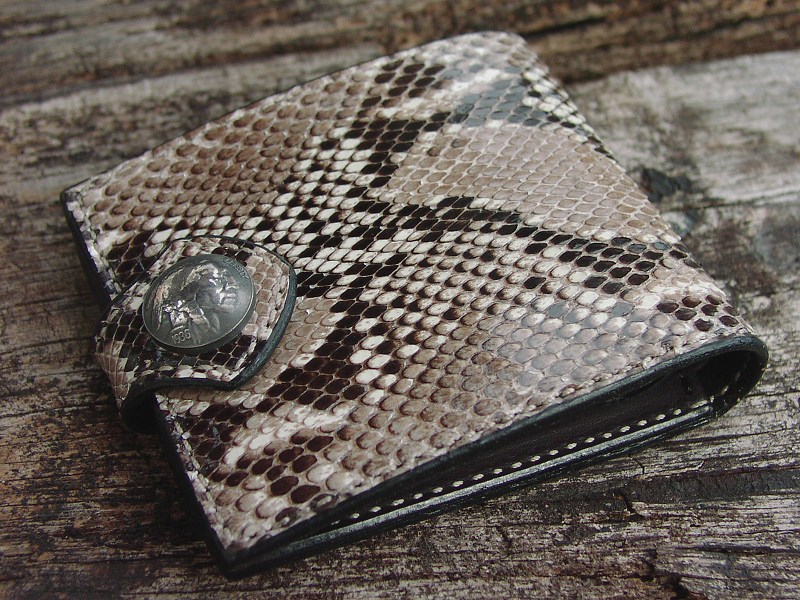 画像: ファニーコインヘッド ビルフォード（ダイヤモンドパイソン・ナチュラル/ブラック）/Funny Coin Head Billfold Diamond Python(Natural)