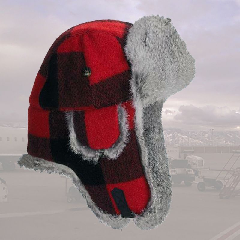 画像1: マッド ボンバー ハット 帽子 （ラビット ファー&ウール レッド×ブラック＝バッファローチェック）/Mad Bomber® Plaid Bomber Hat